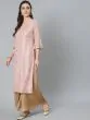 Pink Gold Foil Printed Straight Kurta With Flared Sleeve