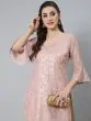 Pink Gold Foil Printed Straight Kurta With Flared Sleeve