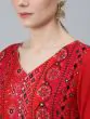 Red Gold Foil Bandhani Printed Tiered Anarkali