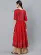 Red Gold Foil Bandhani Printed Tiered Anarkali