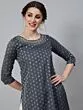 Grey Dobby Woven Design With Embroidered Kurta