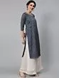 Grey Dobby Woven Design With Embroidered Kurta