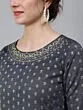 Grey Dobby Woven Design With Embroidered Kurta