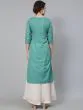 Green Dobby Woven Design With Embroidered Kurta