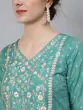 Green Dobby Woven Design With Embroidered Kurta