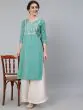 Green Dobby Woven Design With Embroidered Kurta
