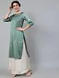 Green Dobby Woven Design With Embroidered Kurta