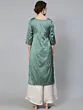 Green Dobby Woven Design With Embroidered Kurta