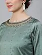 Green Dobby Woven Design With Embroidered Kurta