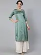 Green Dobby Woven Design With Embroidered Kurta