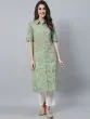 Green Floral Printed Botton Down Kurta