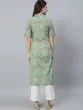 Green Floral Printed Botton Down Kurta