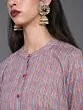 Red & Grey Striped Printed Straight Kurta
