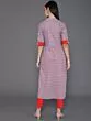 Red & Grey Striped Printed Straight Kurta