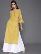 Yellow Striped Printed Straight Kurta