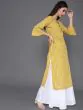 Yellow Striped Printed Straight Kurta