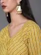 Yellow Striped Printed Straight Kurta