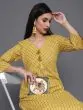 Yellow Striped Printed Straight Kurta