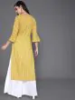 Yellow Striped Printed Straight Kurta
