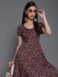 Maroon Floral Printed Flared Anarkali Kurta