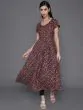 Maroon Floral Printed Flared Anarkali Kurta