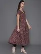 Maroon Floral Printed Flared Anarkali Kurta