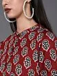 Maroon & Black Floral Printed Straight Kurta