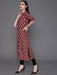 Maroon & Black Floral Printed Straight Kurta