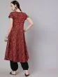 Maroon & Blue Floral Printed Anarkali