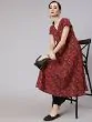 Maroon & Blue Floral Printed Anarkali