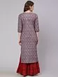 Blue & Maroon Printed Straight Kurta