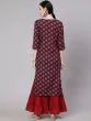 Maroon & Blue Printed Straight Kurta