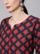 Maroon & Blue Printed Straight Kurta
