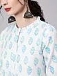 White & Blue Hand Block Printed Straight Kurta