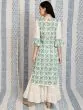 White & Green Hand Block Printed Straight Kurta