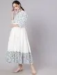 White & Blue Hand Block Printed Tiered Anarkali