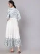 White & Blue Hand Block Printed Tiered Anarkali