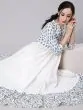 White & Blue Hand Block Printed Tiered Anarkali