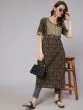 Olive & Grey Printed Straight Kurta