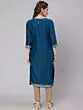 Royal Blue Gold Printed Straight Kurta