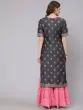 Grey Gold Placement Printed Straight Kurta