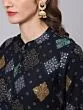 Blue Gold Bandhani Printed Button Down Kurta
