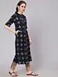 Blue Gold Bandhani Printed Button Down Kurta