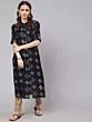 Blue Gold Bandhani Printed Button Down Kurta