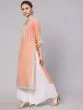 Peach & Grey Floral Printed Straight Kurta With Lace Detail