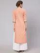 Peach & Grey Floral Printed Straight Kurta With Lace Detail