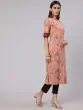 Brown Printed Button Down Straight Kurta