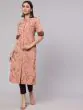Brown Printed Button Down Straight Kurta
