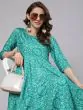 Green & White Bandhani Printed Flared Anarkali