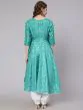 Green & White Bandhani Printed Flared Anarkali